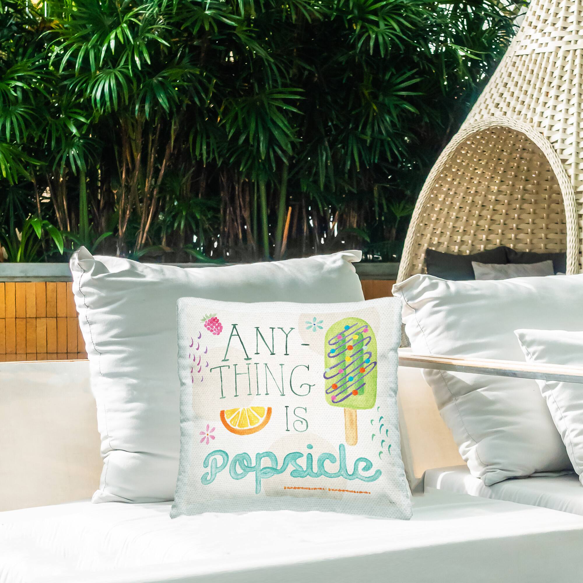 Stupell Industries 18" x 18" Anything is Popsicle Outdoor Print Throw Pillow